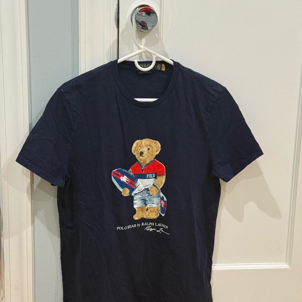 Ralph Lauren Navy Tee with Bear and Surfboard